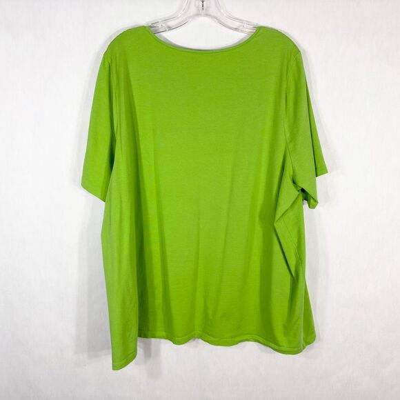 Catherines Plus Size 2X 22W 24W Top Green Suprema Collection Keyhole Neck 1494 - Picture 2 of 9